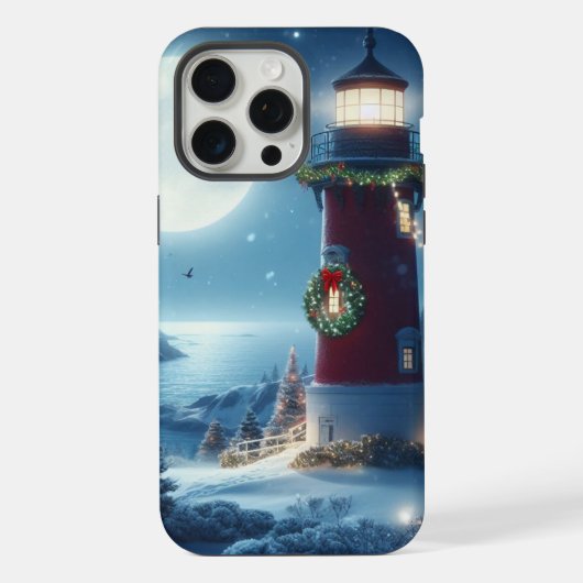 航海のクリスマス灯台 iPhoneケース (裏面)