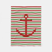 航海のクリスマス赤と緑のフリースブランケット フリースブランケット (正面)