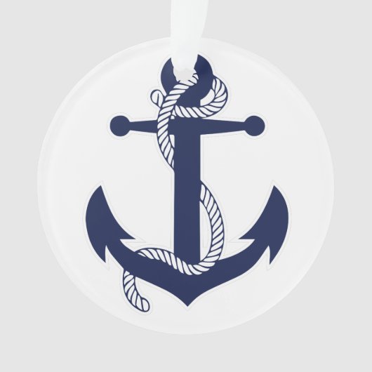 航海のクリスマス飾りいかりアクリル白 オーナメント (正面)