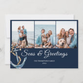 航海のクリスマス3フォトフラットホリデーカード シーズンカード (正面)