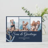 航海のクリスマス3フォトフラットホリデーカード シーズンカード (スタンド正面)