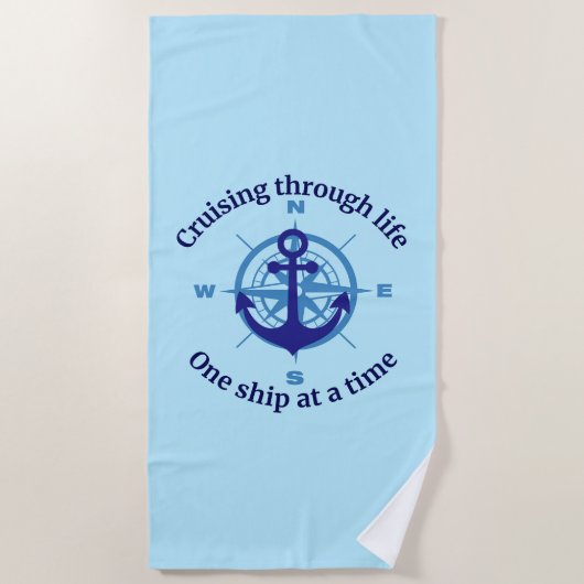 航海のクルージング ビーチタオル (正面)