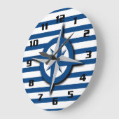 航海のコン刺激を受けたパスとストライプのパターン ラージ壁時計 (傾斜)