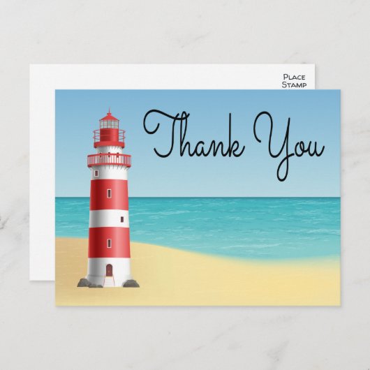 航海のサンキューライトハウス結婚のビーチ夏 ポストカード (正面/裏面)