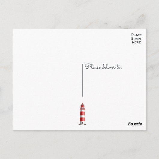 航海のサンキューライトハウス結婚のビーチ夏 ポストカード (裏面)