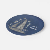 航海のシルバーボート&ビーチモノエレガントパーティー ペーパープレート (アングル)