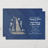 航海のシルバーボート&ビーチ招待状 招待状 (正面/裏面)