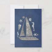 航海のシルバー船＆ビーチテーブルナンバーカード 招待状 (裏面)