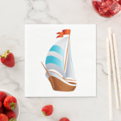 航海のシルボートブルーターコイズ-海ビーチ スタンダードランチョンナプキン (インサイチュ)