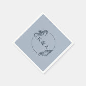 航海のシーホース&シー結婚シェルのモノグラム スタンダードカクテルナプキン (角)