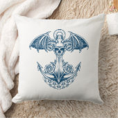 航海のスカルと花を持つボートいかり クッション (ブランケット)