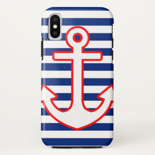 航海のスタイルいかりのアイコンストライプ iPhone XSケース