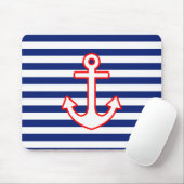 航海のスタイルいかりオンストライプ マウスパッド (マウス)