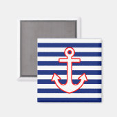 航海のスタイルいかりオンストライプ マグネット (正面/裏面)