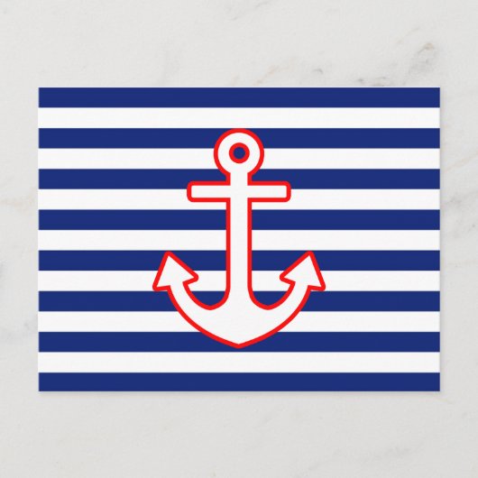 航海のスタイルいかりストライプ ポストカード (正面)