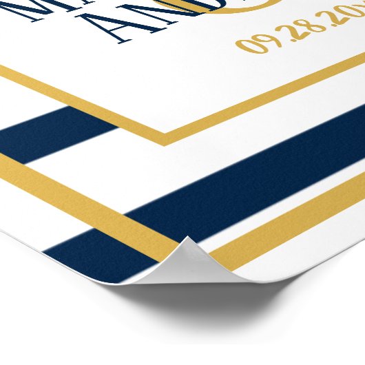 航海のストライプいかりとカスタム結婚式 ポスター (角)