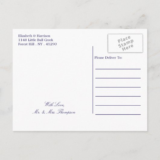 航海のストライプいかりとネイビーブルー 案内ポストカード (裏面)