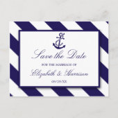 航海のストライプいかりとネイビーブルー 案内ポストカード (正面)