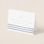 航海のストライプいかりの写真結婚ありがとう 箔カード (正面)