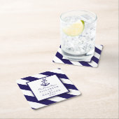 航海のストライプいかり結婚ズ スクエアペーパーコースター (インサイチュ)