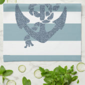 航海のストライプいかり キッチンタオル (折り畳み)