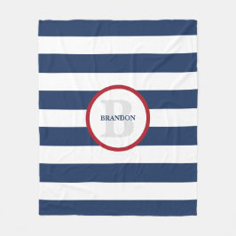 航海のストライプのパーソナライズされた毛布 –  フリースブランケット