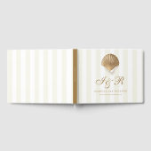 航海のストライプの金ゴールドシーセル海結婚岸 ゲストブック (全面)