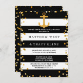 航海のストライプウェディングシャワー 招待状 (正面/裏面)