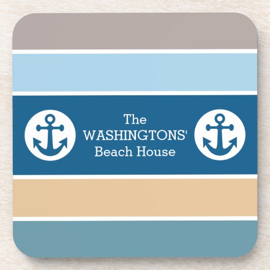 航海のストライプカスタム文字コースター コースター (正面)