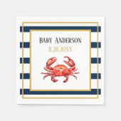 航海のストライプカニ赤ちゃんシャワー スタンダードカクテルナプキン (正面)