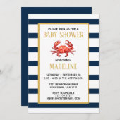 航海のストライプガニベイビーシャワー招待状 招待状 (正面/裏面)