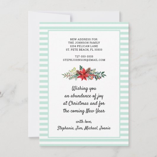 航海のストライプクリスマス・ポインセティアス移動 案内状 (裏面)