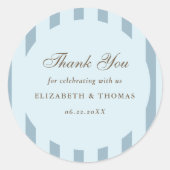 航海のストライプダスティブルーエレガントな結婚式の好意 ラウンドシール (正面)