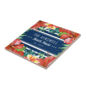 航海のストライプトロピカルフローラビーチハウス タイル (側面)