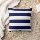 航海のストライプネイビーブルーとホワイト クッション (ブランケット)