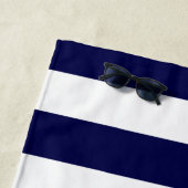 航海のストライプネイビーブルーとホワイト ビーチタオル (インサイチュ)