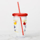 航海のストライプネイビーブルーイエローレッドホエールホワイト アクリルタンブラー (左)