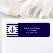 航海のストライプネイビーブルーエレガント住所 シール (インサイチュ)