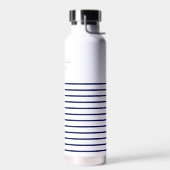 航海のストライプネイビーブルースタイリッシュトレンディーモダンワ ウォーターボトル (左面)