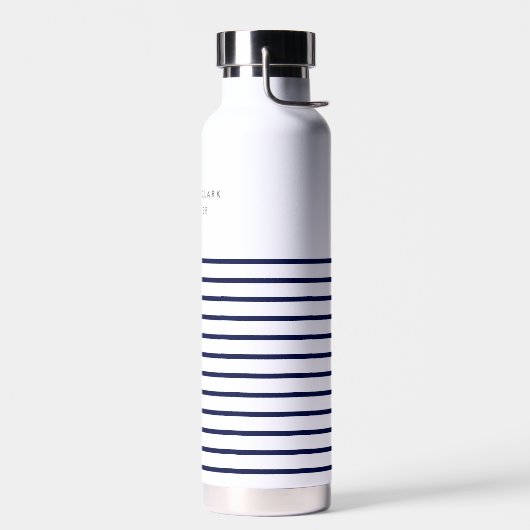 航海のストライプネイビーブルースタイリッシュトレンディーモダンワ ウォーターボトル (左面)