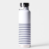 航海のストライプネイビーブルースタイリッシュトレンディーモダンワ ウォーターボトル (右面)