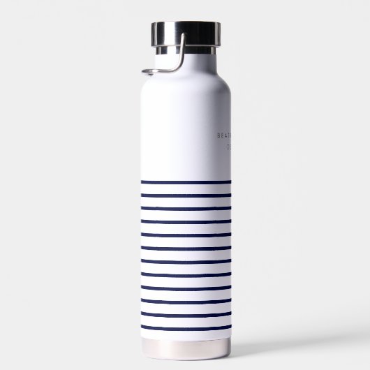 航海のストライプネイビーブルースタイリッシュトレンディーモダンワ ウォーターボトル (右面)