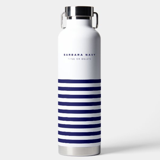 航海のストライプネイビーブルートレンディースタイリッシュ9ストライプ個 ウォーターボトル (正面)