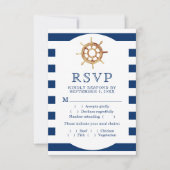 航海のストライプハンドルの食事の選択 出欠カード (正面)