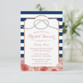 航海のストライプバラ金ゴールドフローラブライダルシャワー 招待状 (スタンド正面)