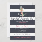 航海のストライプフローラいかりブライダルシャワー 招待状 (正面)