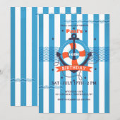 航海のストライプ招待状 招待状 (正面/裏面)