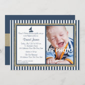 航海のストライプ救急バプテスマ 招待状 (正面/裏面)