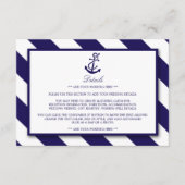 航海のストライプ詳細&ネイビーブルー結婚いかり エンクロージャーカード (正面)