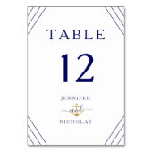 航海のストライプ金ゴールド結婚いかり テーブルナンバー (裏面)